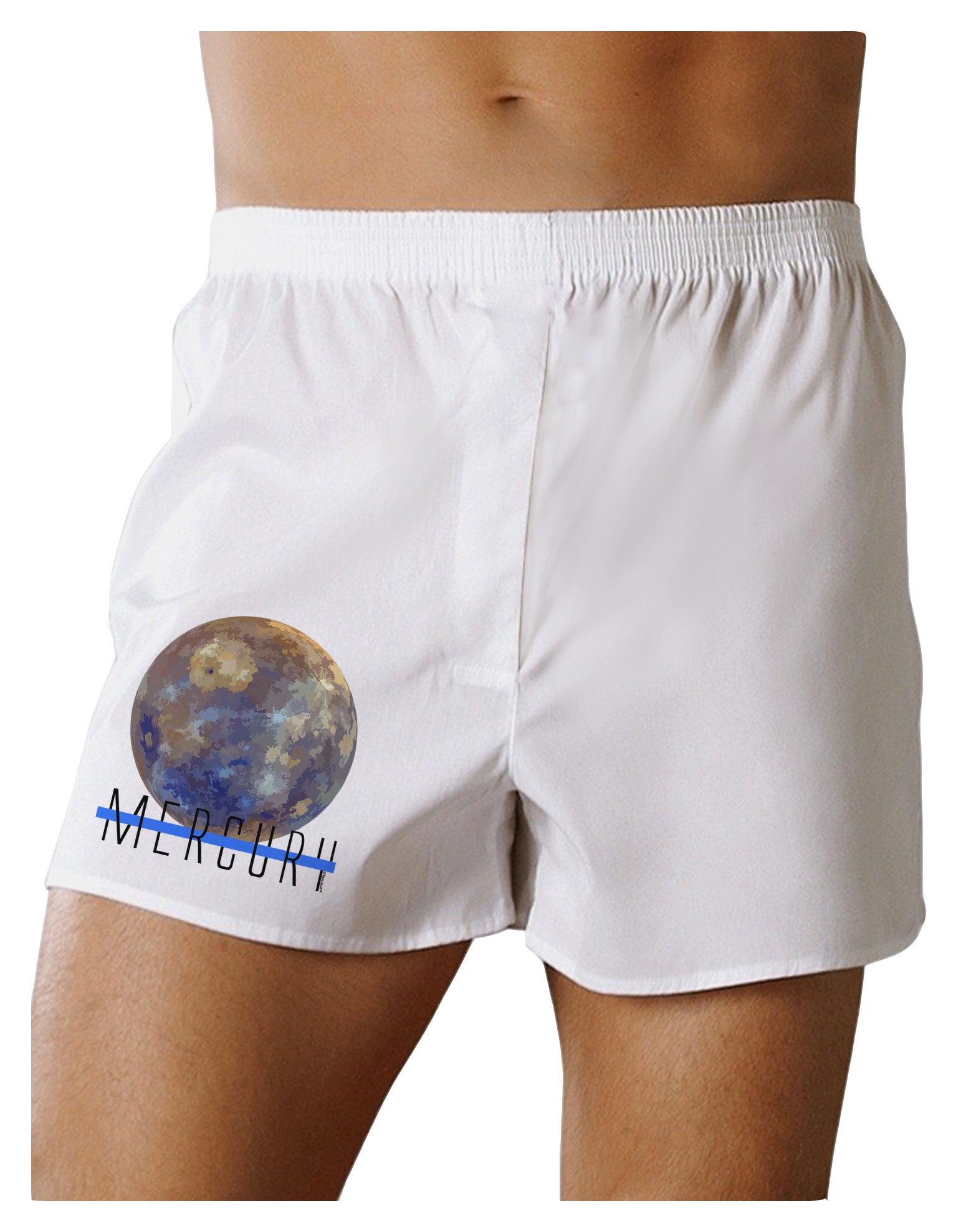 Planet Mercury Text Boxer Shorts-Boxer Shorts-TooLoud-White-Small-Davson Sales