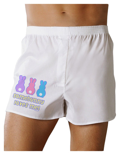 Three Easter Bunnies - Somebunny Loves Me Boxer Shorts by TooLoud-Boxer Shorts-TooLoud-White-Small-Davson Sales