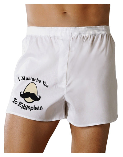 I Mustache You To Eggsplain Boxer Shorts-Boxer Shorts-TooLoud-White-Small-Davson Sales