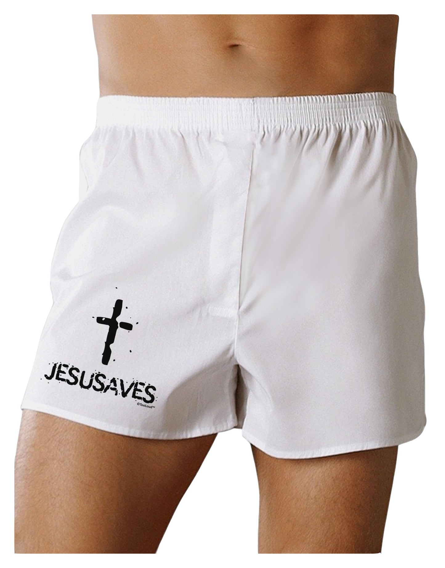 JESUSAVES - Jesus Saves Cross Design Boxer Shorts by TooLoud-Boxer Shorts-TooLoud-White-Small-Davson Sales
