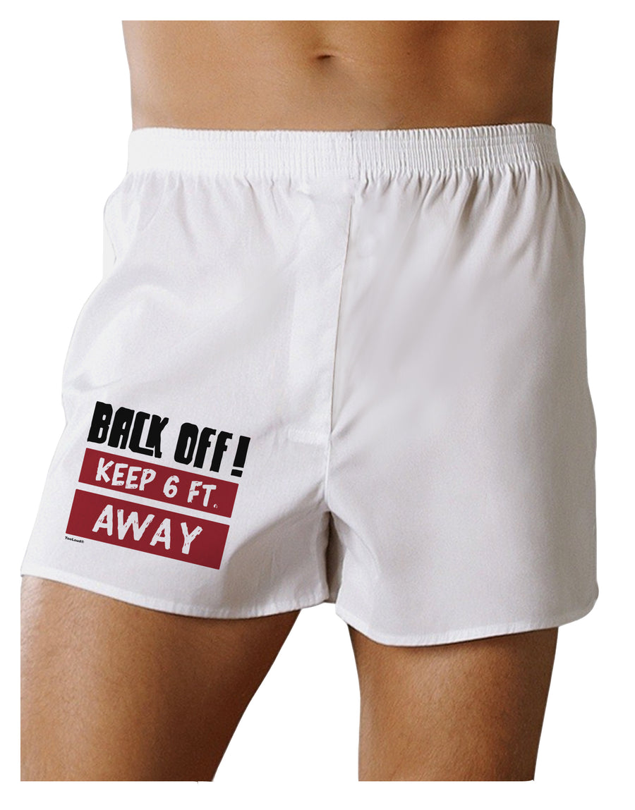 BACK OFF Keep 6 Feet Away Boxers Shorts-Mens Boxers-TooLoud-White-Small-Davson Sales