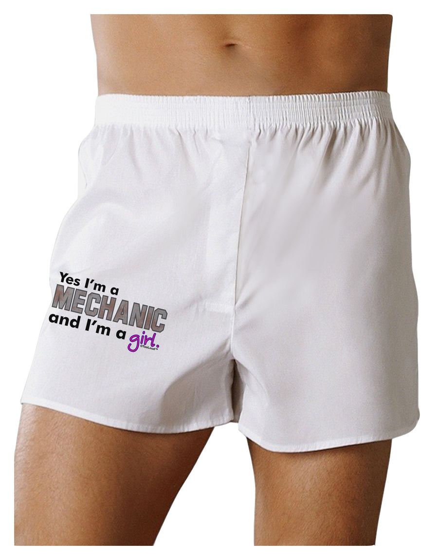 Yes I am a Mechanic Girl Boxer Shorts-Boxer Shorts-TooLoud-White-Small-Davson Sales