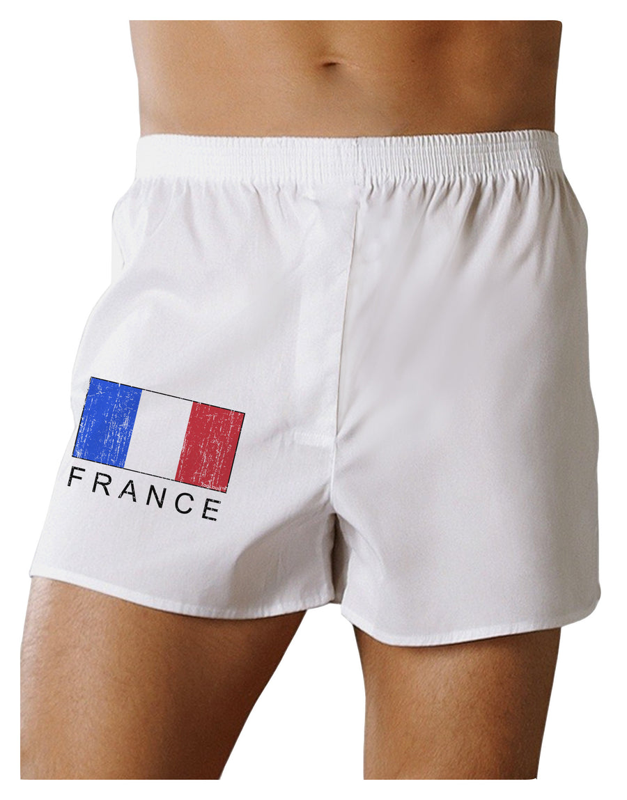 French Flag - France Text Distressed Boxer Shorts by TooLoud-Boxer Shorts-TooLoud-White-Small-Davson Sales