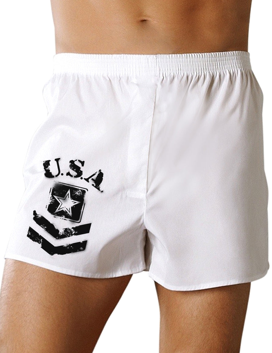 USA Military Army Stencil Logo Boxer Shorts-Boxer Shorts-TooLoud-White-Small-Davson Sales