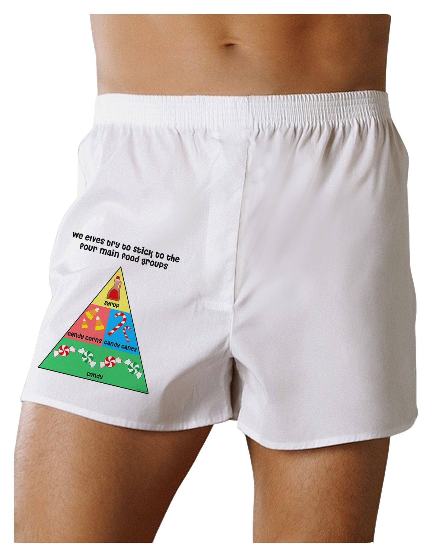 Main Food Groups of an Elf - Christmas Boxer Shorts-Boxer Shorts-TooLoud-White-Small-Davson Sales