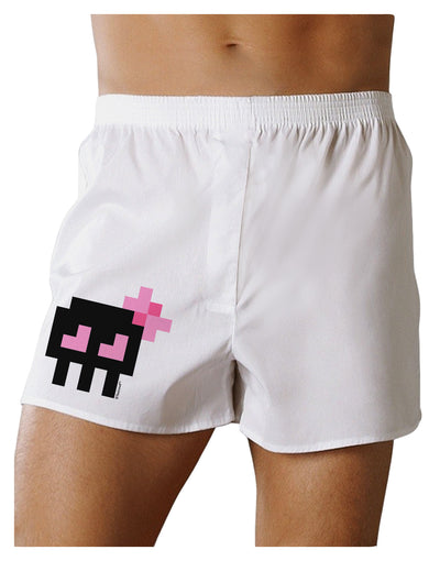 Retro 8-Bit Skull with Pink Bow Boxer Shorts-Boxer Shorts-TooLoud-White-Small-Davson Sales