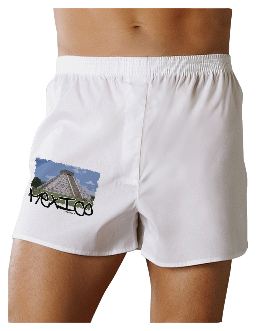 Mexico - Mayan Temple Cut-out Boxer Shorts-Boxer Shorts-TooLoud-White-Small-Davson Sales