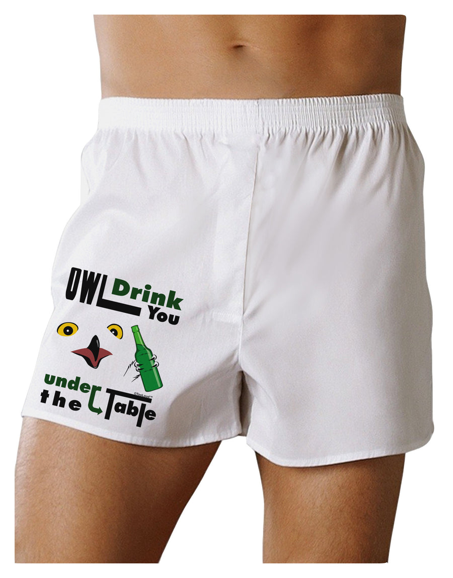 Owl Drink You Under the Table Boxer Shorts-Boxer Shorts-TooLoud-White-Small-Davson Sales