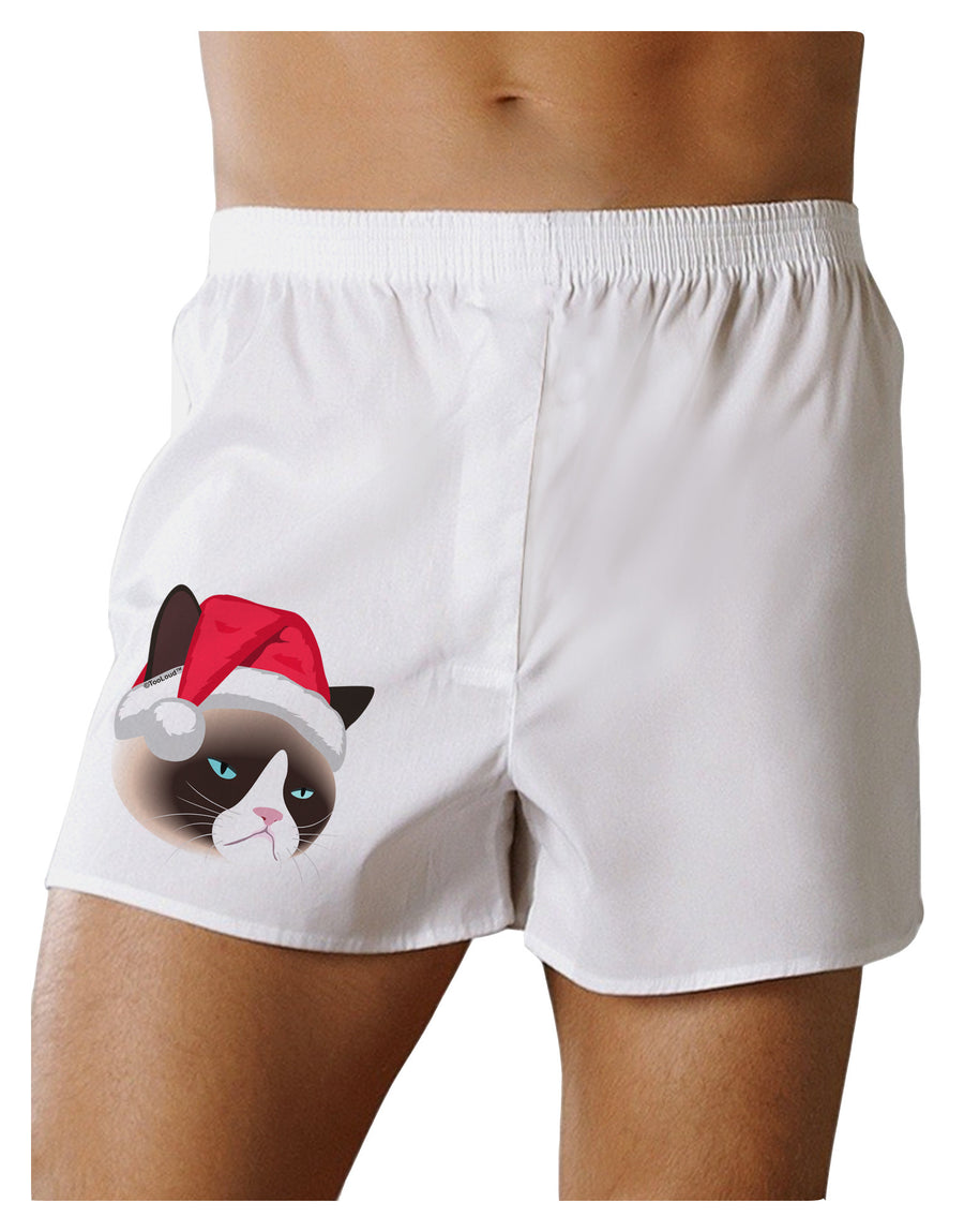 Santa Hat Disgruntled Siamese Cat Boxer Shorts by-Boxer Shorts-TooLoud-White-Small-Davson Sales