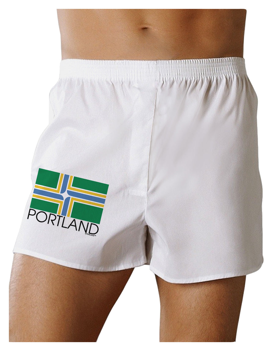 Portland Oregon Flag Text Boxer Shorts-Boxer Shorts-TooLoud-White-Small-Davson Sales