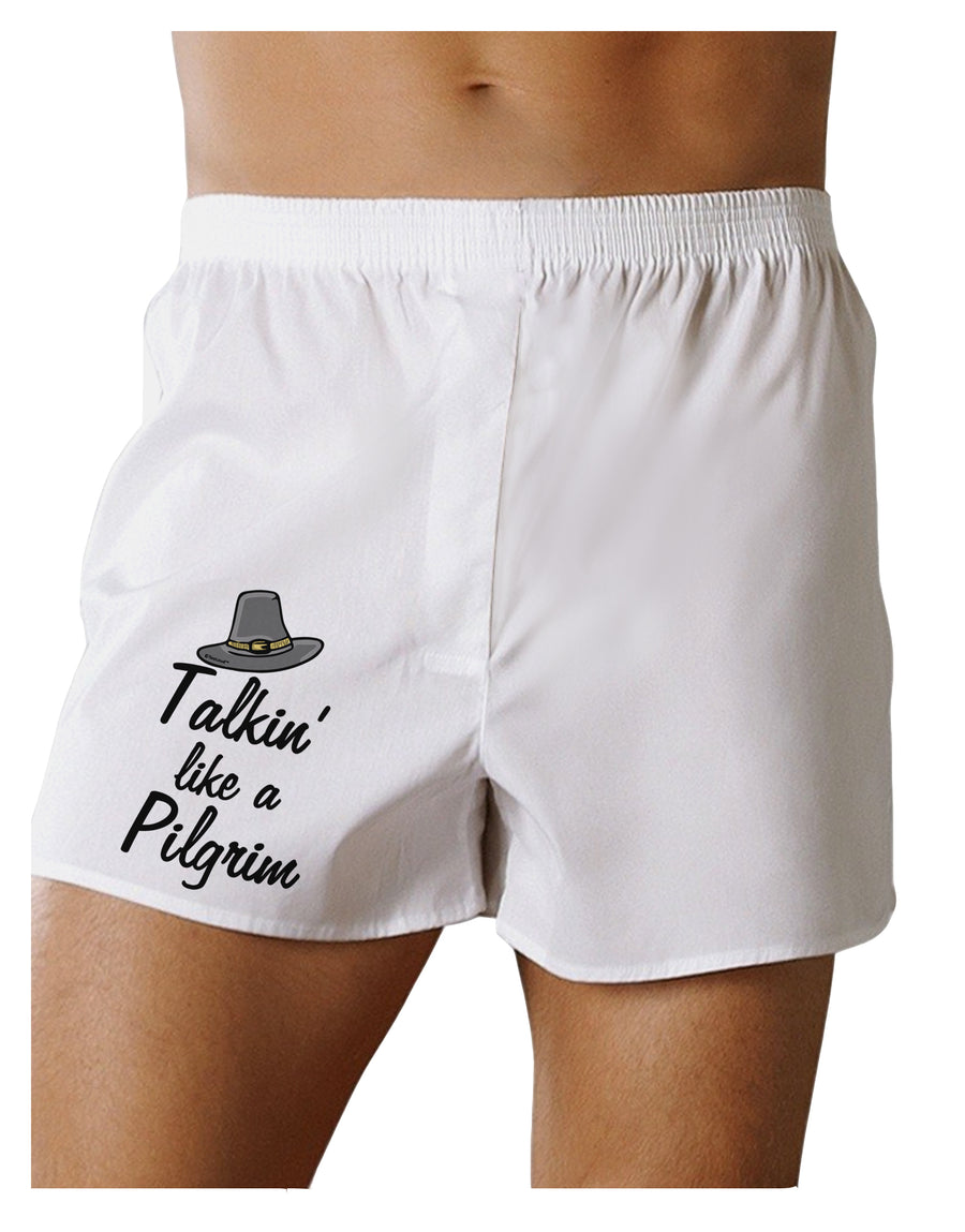 Talkin Like a Pilgrim Boxers Shorts-Mens Boxers-TooLoud-White-Small-Davson Sales