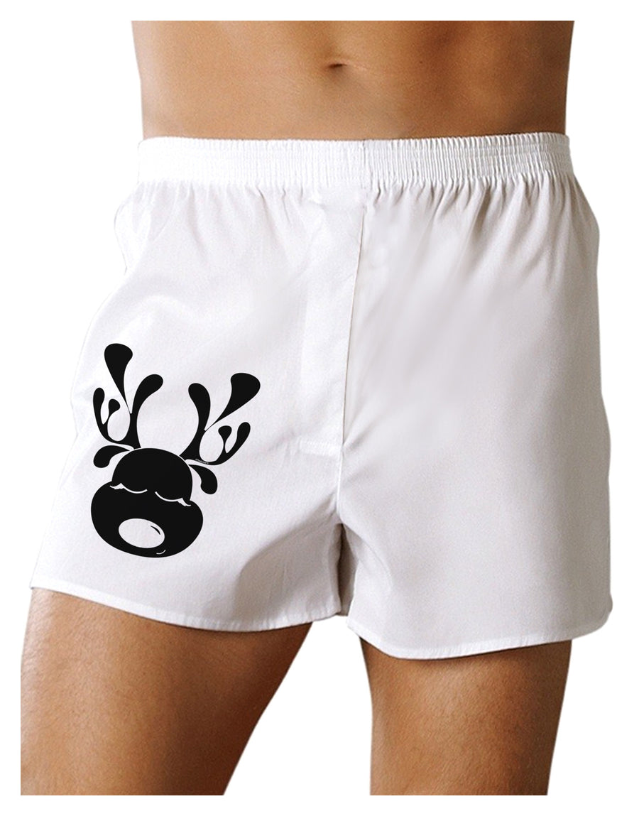 Cute Black Reindeer Face Christmas Boxer Shorts-Boxer Shorts-TooLoud-White-Small-Davson Sales