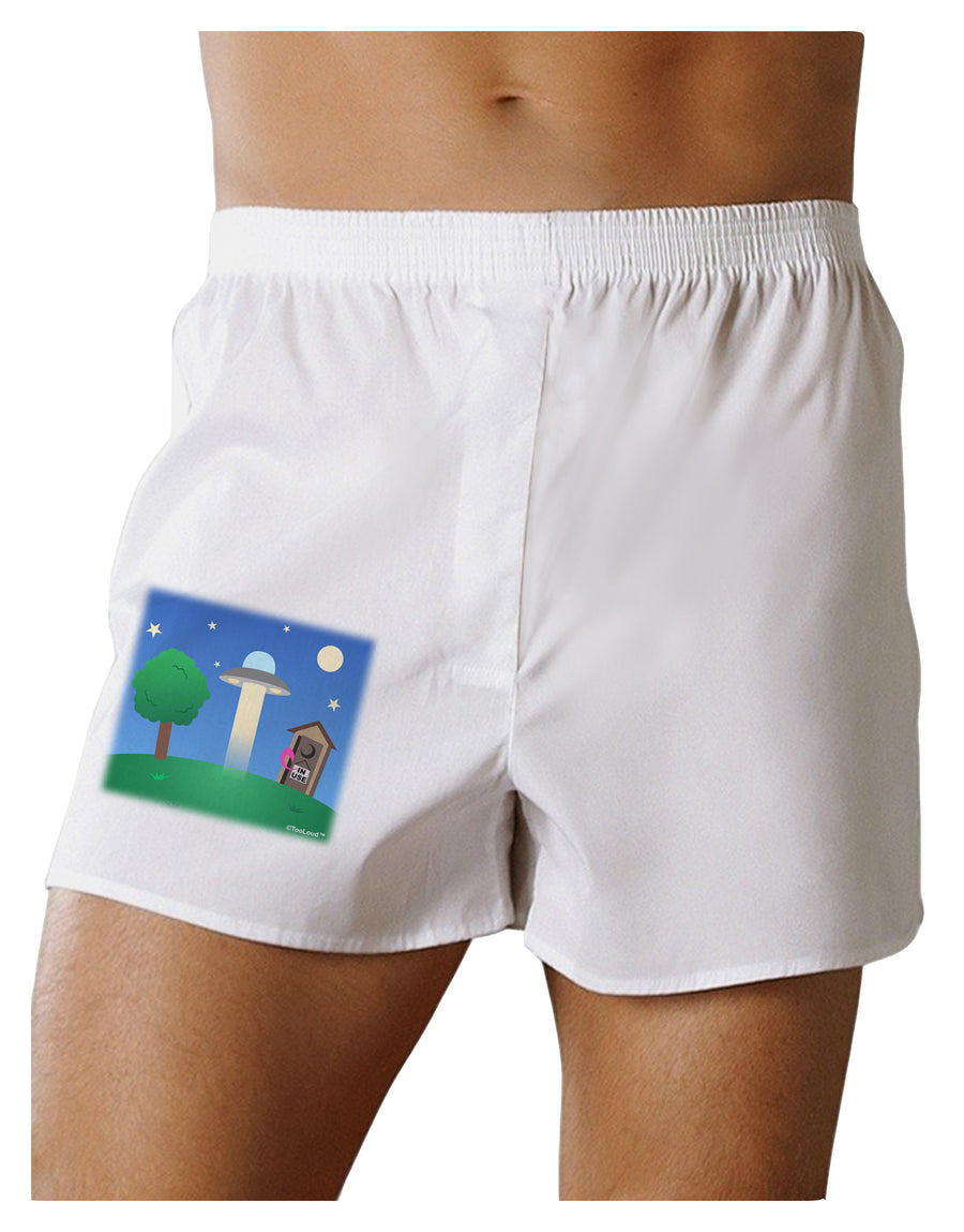 UFO Stopping At an Out-house Boxer Shorts by TooLoud-Boxer Shorts-TooLoud-White-Small-Davson Sales