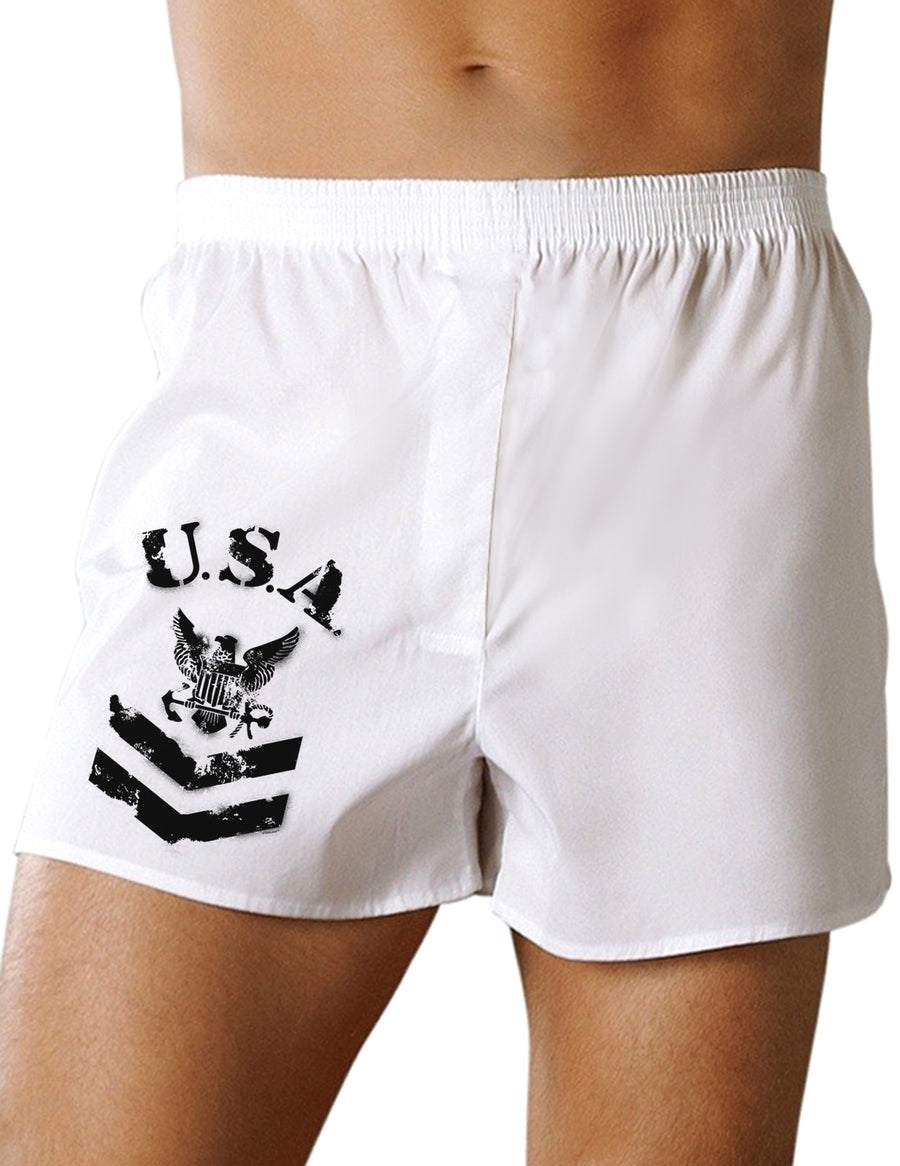 USA Military Navy Stencil Logo Boxer Shorts-Boxer Shorts-TooLoud-White-Small-Davson Sales