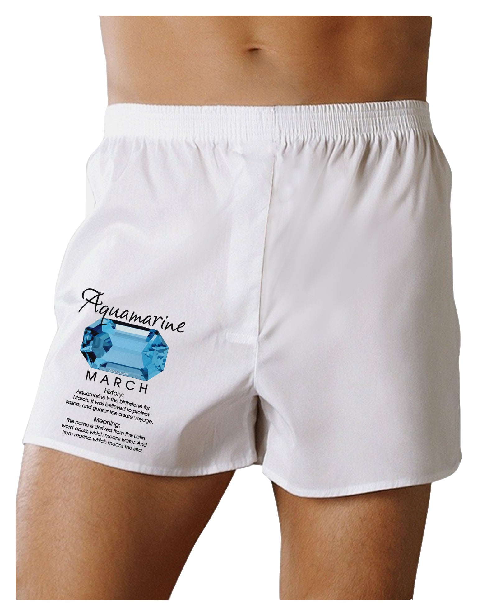 Birthstone Aquamarine Boxer Shorts-Boxer Shorts-TooLoud-White-Small-Davson Sales