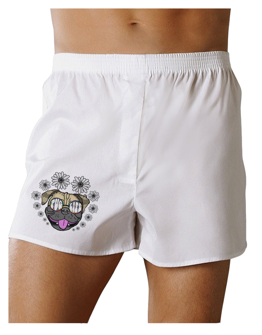 TooLoud Pug Life Hippy Boxers Shorts-Mens Boxers-TooLoud-White-Small-Davson Sales