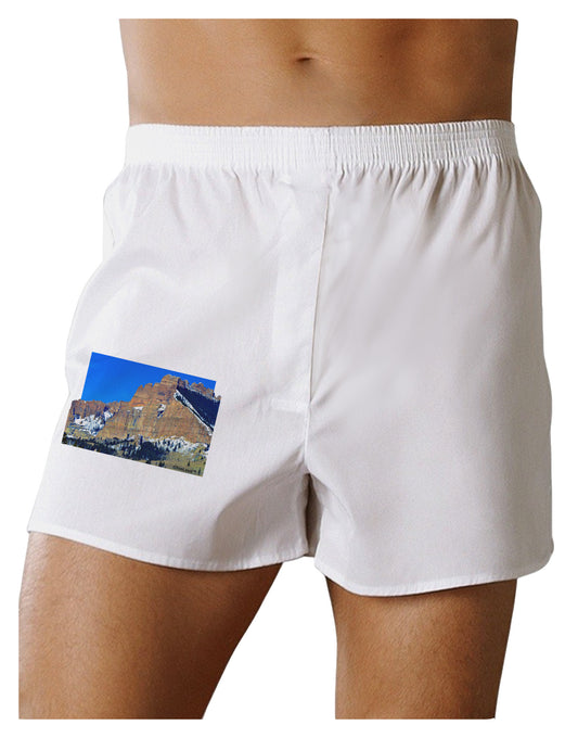 Colorado Snowy Mountains Cutout Boxer Shorts-Boxer Shorts-TooLoud-White-Small-Davson Sales