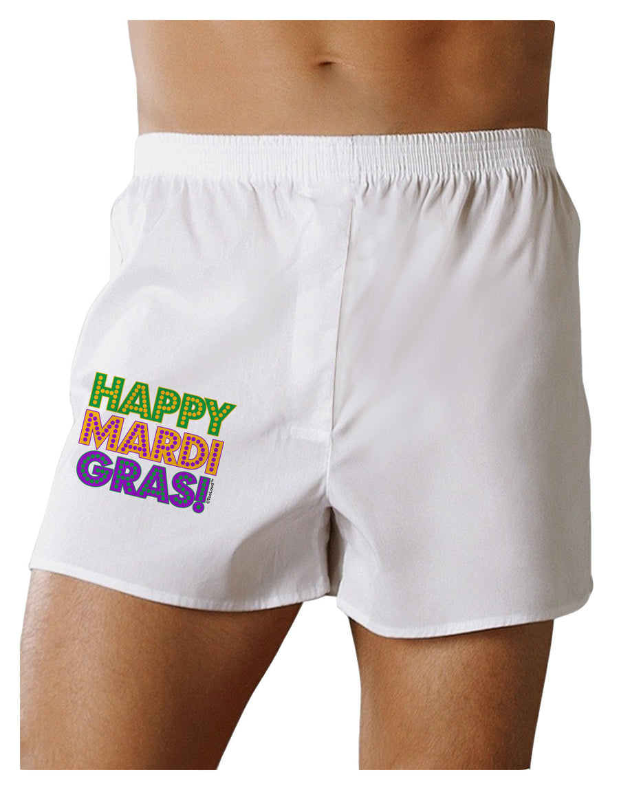 Happy Mardi Gras Text Boxer Shorts by TooLoud-Boxer Shorts-TooLoud-White-Small-Davson Sales