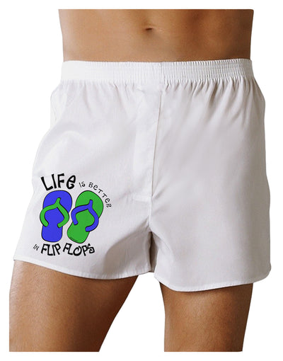 Life is Better in Flip Flops - Blue and Green Boxer Shorts-Boxer Shorts-TooLoud-White-Small-Davson Sales