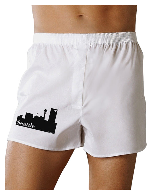 Seattle Skyline with Space Needle Boxer Shorts by TooLoud-Boxer Shorts-TooLoud-White-Small-Davson Sales