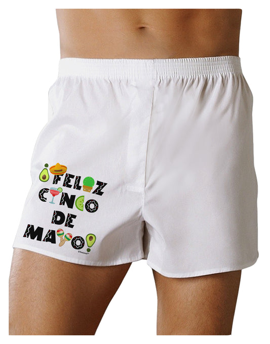 Feliz Cinco de Mayo - Fiesta Icons Boxer Shorts by TooLoud-Boxer Shorts-TooLoud-White-Small-Davson Sales