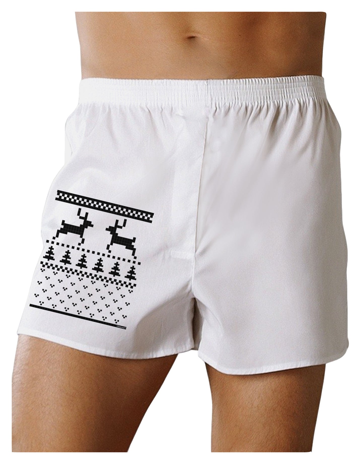 Ugly Christmas Sweater Reindeer Pattern Boxer Shorts-Boxer Shorts-TooLoud-White-Small-Davson Sales
