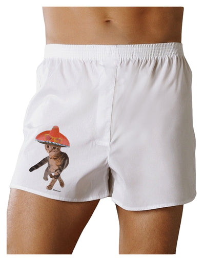 Cat with Pink Sombrero and Sunglasses Boxer Shorts by TooLoud-Boxer Shorts-TooLoud-White-Small-Davson Sales