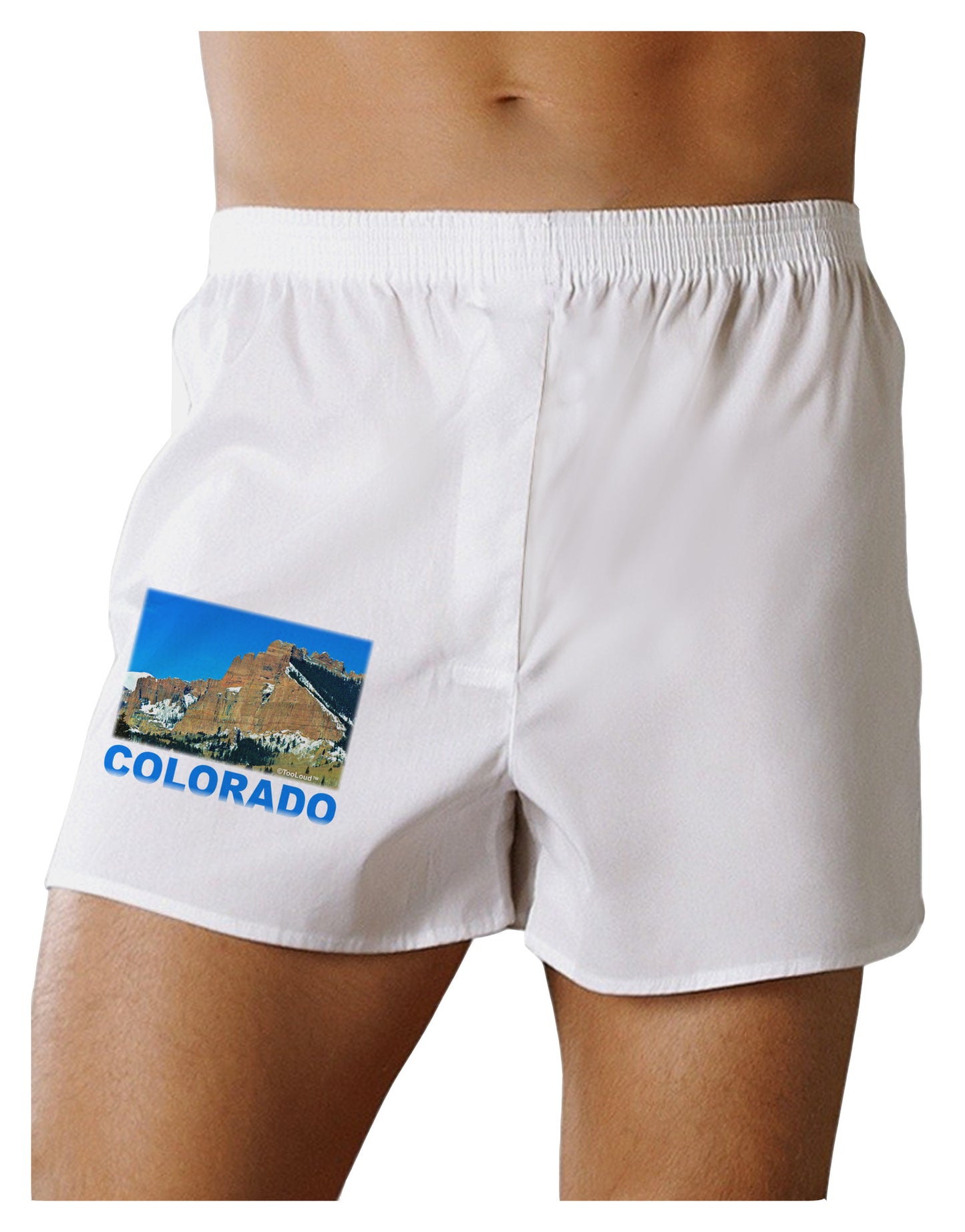 Colorado Snowy Mountains Text Boxer Shorts-Boxer Shorts-TooLoud-White-Small-Davson Sales
