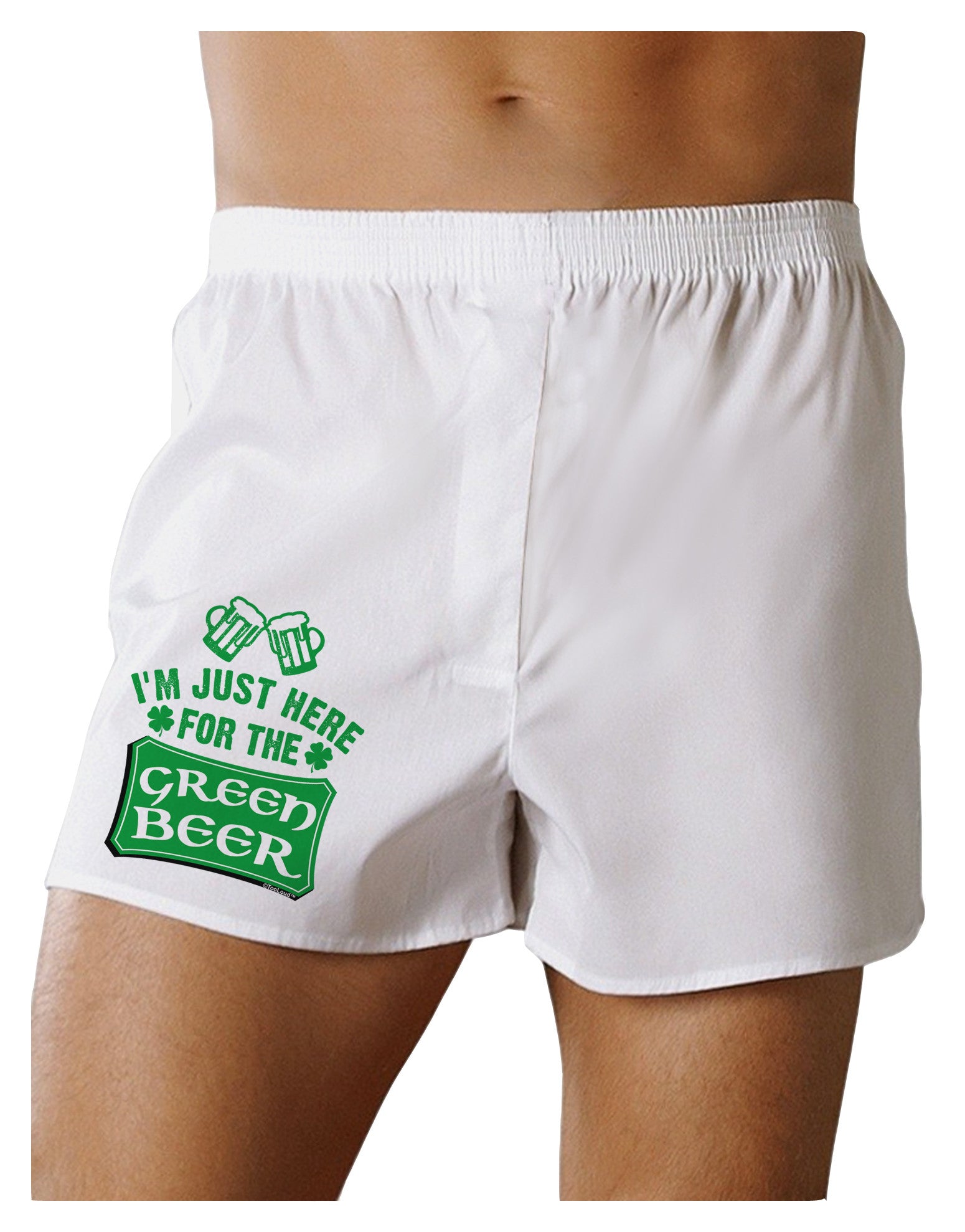Just Here For The Green Beer Boxer Shorts-Boxer Shorts-TooLoud-White-Small-Davson Sales