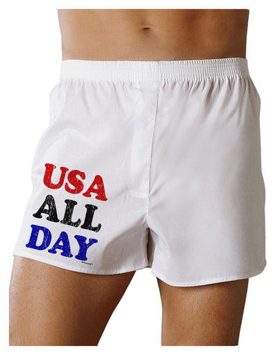 USA All Day - Distressed Patriotic Design Boxer Shorts by TooLoud-Boxer Shorts-TooLoud-White-Small-Davson Sales