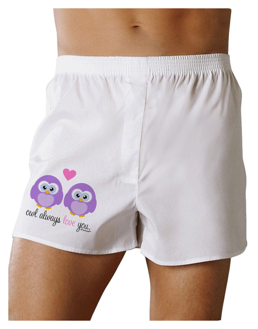 Owl Always Love You - Purple Owls Boxers Shorts by TooLoud-Boxer Shorts-TooLoud-White-Small-Davson Sales