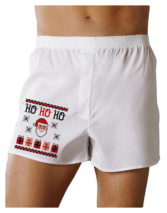 Ho Ho Ho Ugly Christmas Sweater Boxer Shorts-Boxer Shorts-TooLoud-White-Small-Davson Sales