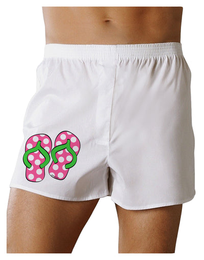 Cute Polka Dot Flip Flops - Pink and Green Boxer Shorts-Boxer Shorts-TooLoud-White-Small-Davson Sales