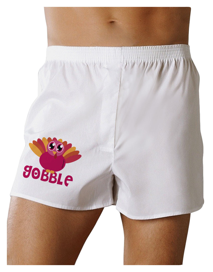 Cute Gobble Turkey Pink Boxer Shorts-Boxer Shorts-TooLoud-White-Small-Davson Sales