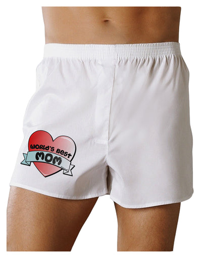 World's Best Mom - Heart Banner Design Boxer Shorts by TooLoud-Boxer Shorts-TooLoud-White-Small-Davson Sales