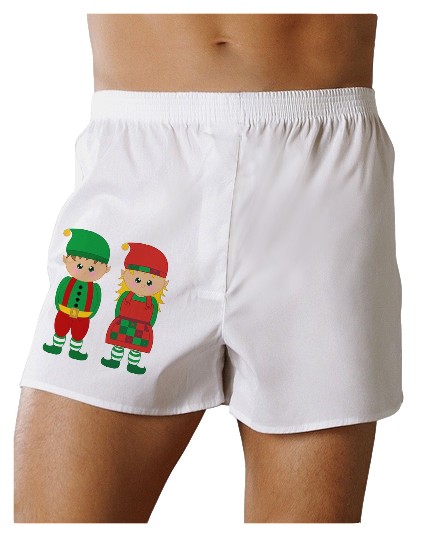 Cute Elf Couple Christmas Boxer Shorts-Boxer Shorts-TooLoud-White-Small-Davson Sales