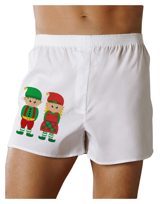 Cute Elf Couple Christmas Boxer Shorts-Boxer Shorts-TooLoud-White-Small-Davson Sales
