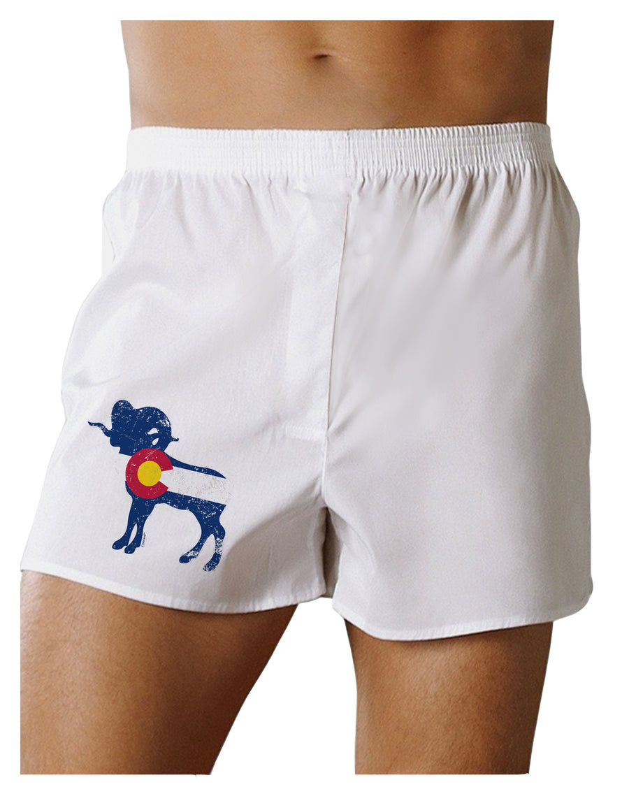 Grunge Rocky Mountain Bighorn Sheep Flag Boxers Shorts-Mens Boxers-TooLoud-White-Small-Davson Sales