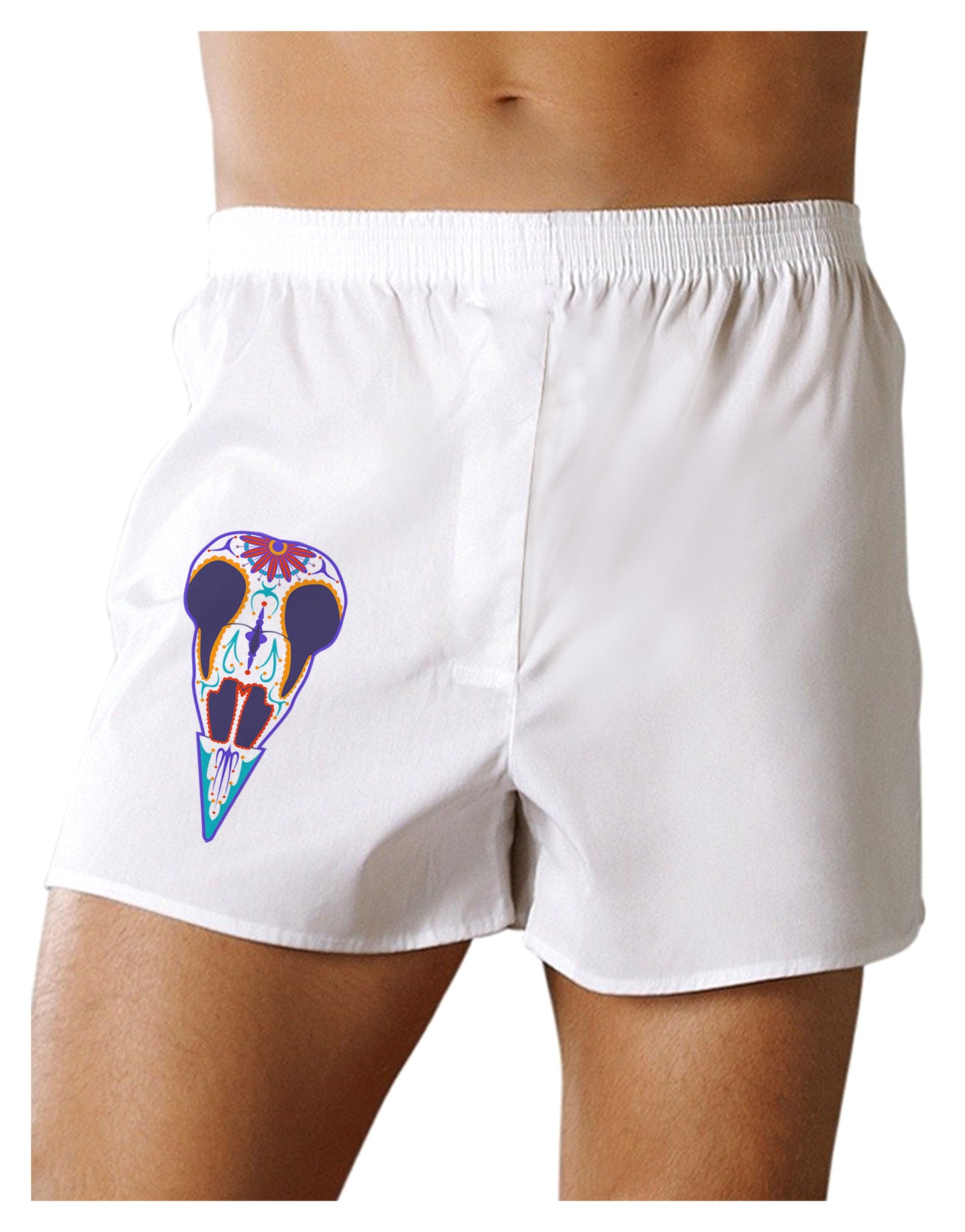 Colorful Mystic Bird Skull Calavera Day of the Dead Boxer Shorts-Boxer Shorts-TooLoud-White-Small-Davson Sales