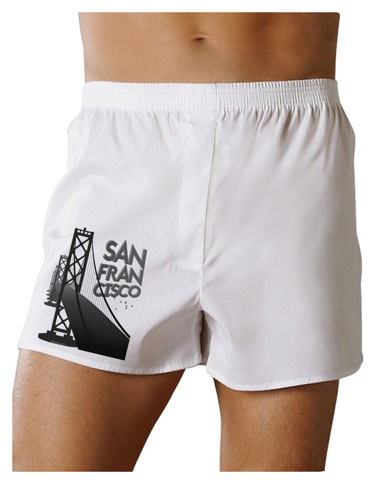 San Francisco Text Bay Bridge Boxer Shorts-Boxer Shorts-TooLoud-White-Small-Davson Sales