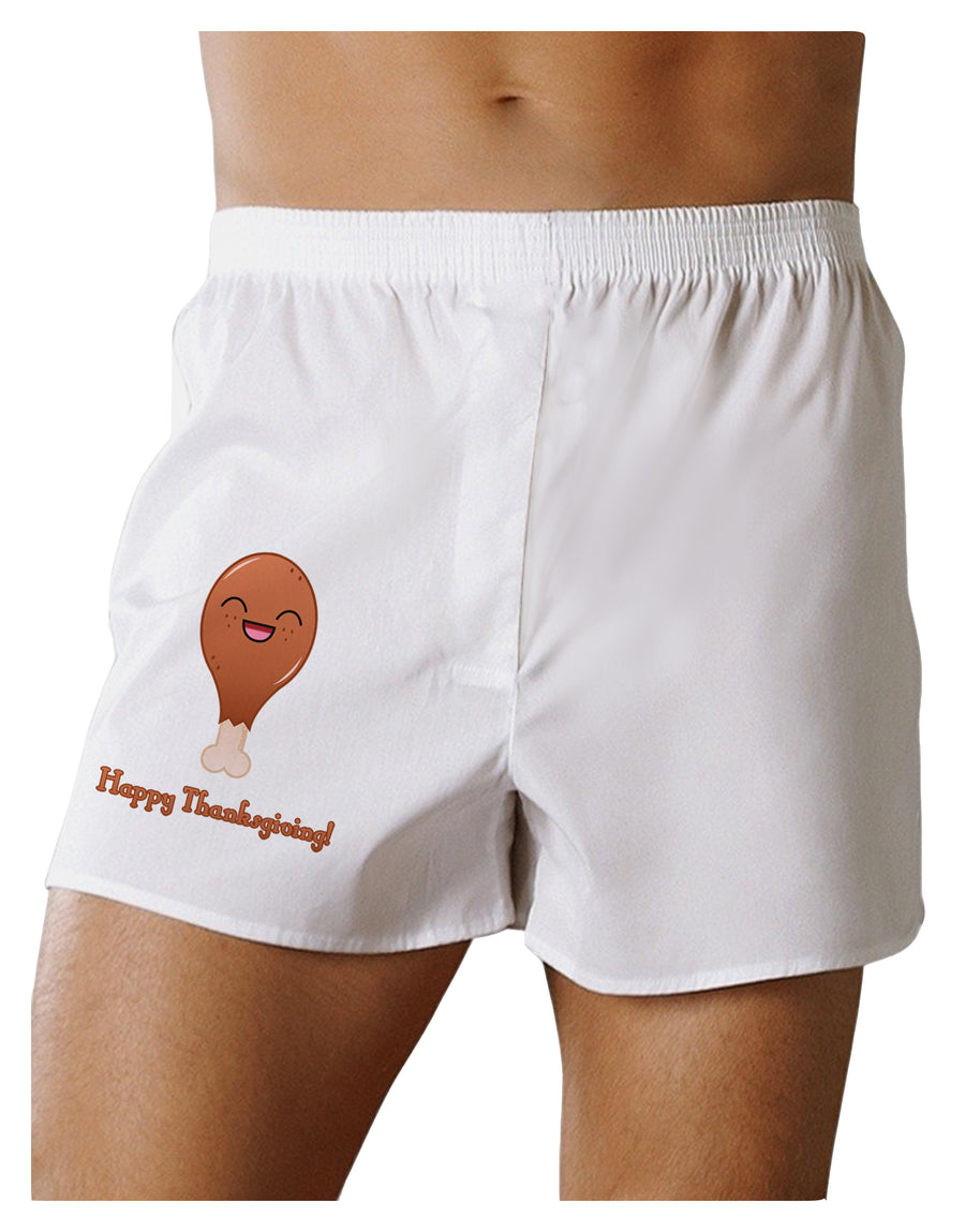 Cute Turkey Leg - Happy Thanksgiving Boxers Shorts-Boxer Shorts-TooLoud-White-Small-Davson Sales