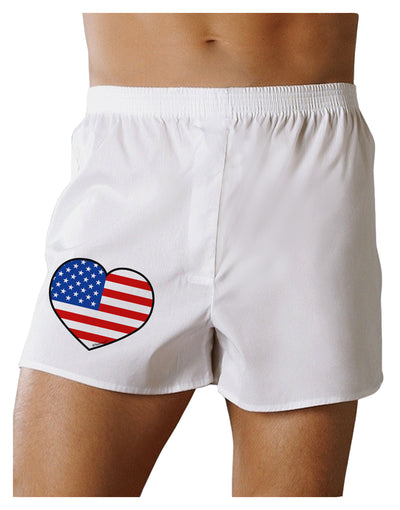 American Flag Heart Design Boxer Shorts by TooLoud-Boxer Shorts-TooLoud-White-Small-Davson Sales