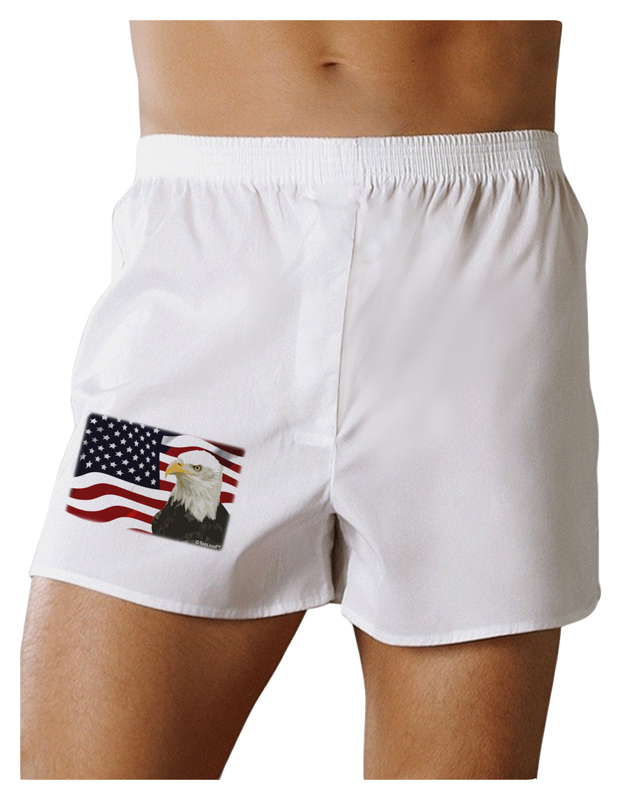 Patriotic USA Flag with Bald Eagle Boxers Shorts by TooLoud-Boxer Shorts-TooLoud-White-Small-Davson Sales
