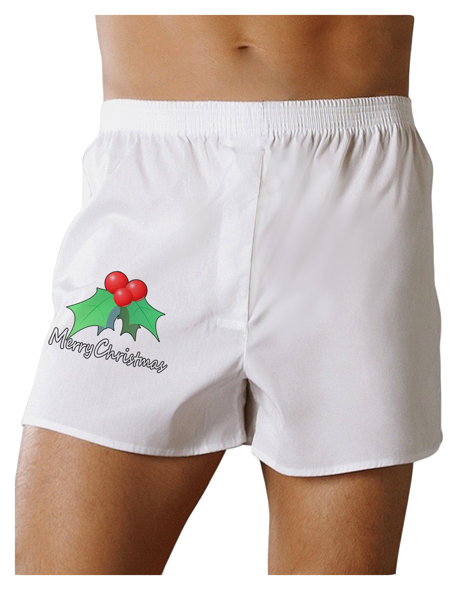 holly Merry Christmas Text Boxer Shorts-Boxer Shorts-TooLoud-White-Small-Davson Sales