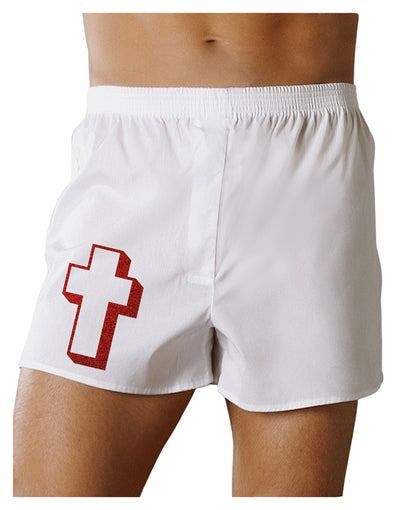 Simple Cross Design Glitter - Red Boxers Shorts by TooLoud-Boxer Shorts-TooLoud-White-Small-Davson Sales