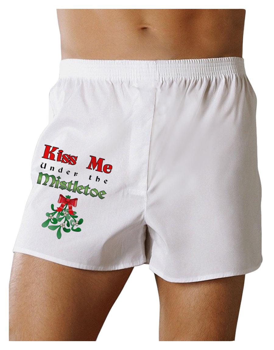 Kiss Me Under the Mistletoe Christmas Boxer Shorts-Boxer Shorts-TooLoud-White-Small-Davson Sales