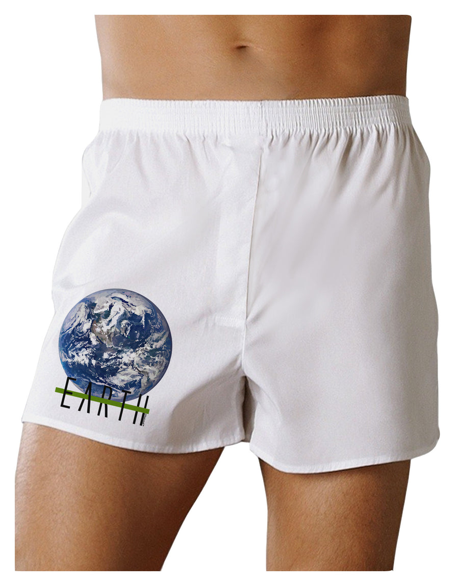 Planet Earth Text Boxer Shorts-Boxer Shorts-TooLoud-White-Small-Davson Sales