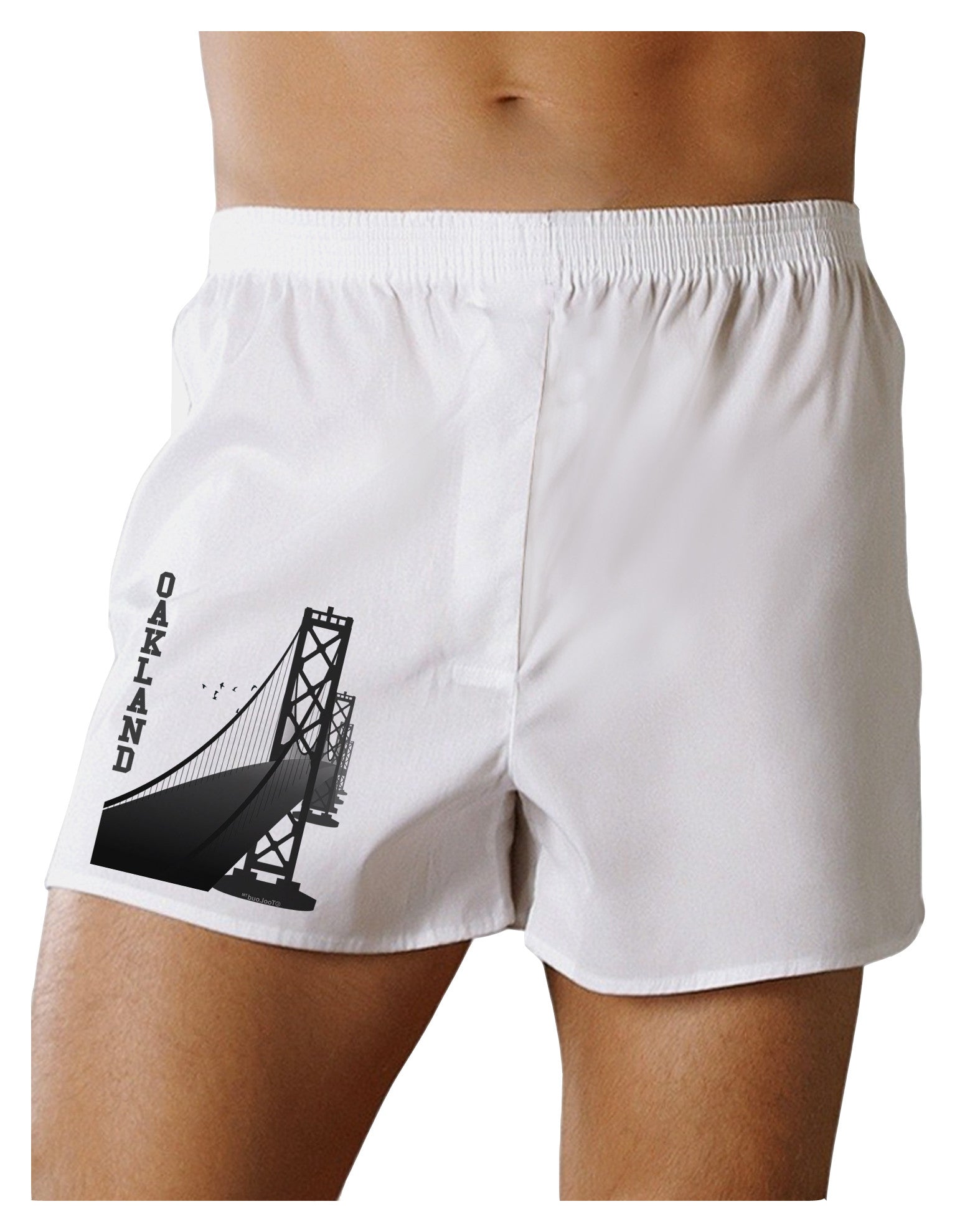 Oakland Text Bay Bridge Boxer Shorts-Boxer Shorts-TooLoud-White-Small-Davson Sales
