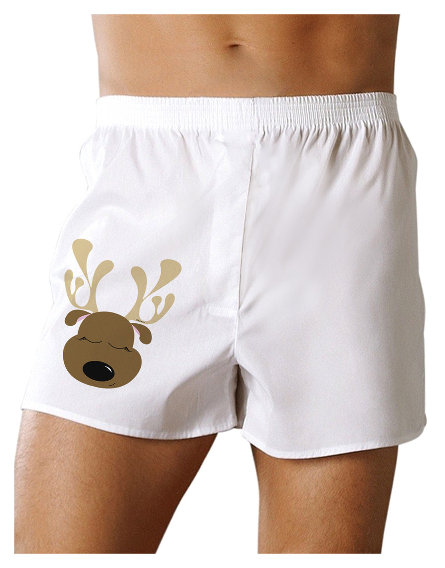 Cute Reindeer Face Christmas Boxer Shorts-Boxer Shorts-TooLoud-White-Small-Davson Sales