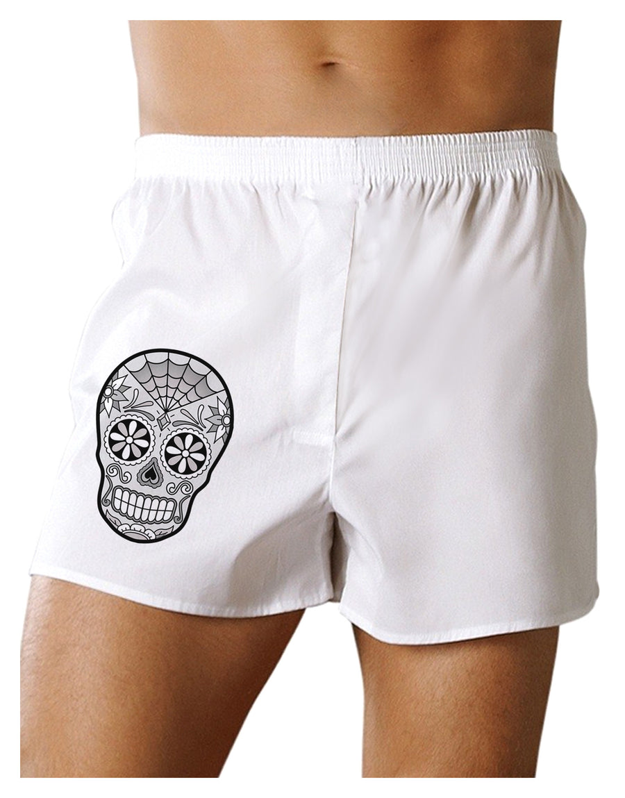 Version 10 Grayscale Day of the Dead Calavera Boxer Shorts-Boxer Shorts-TooLoud-White-Small-Davson Sales